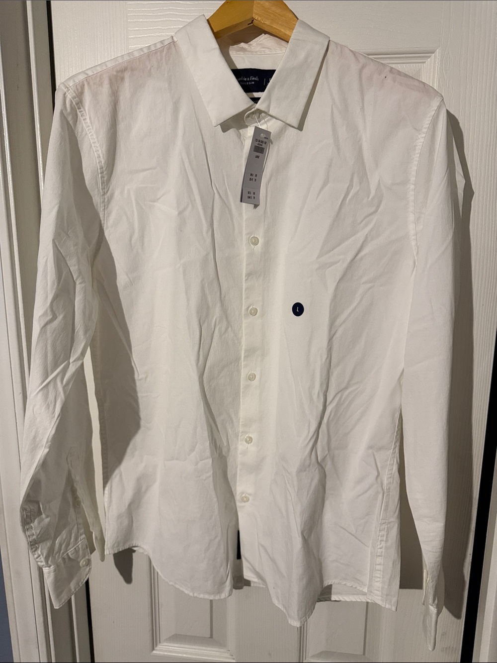 Abercrombie & Fitch Slim White Long-Sleeve Button Shirt